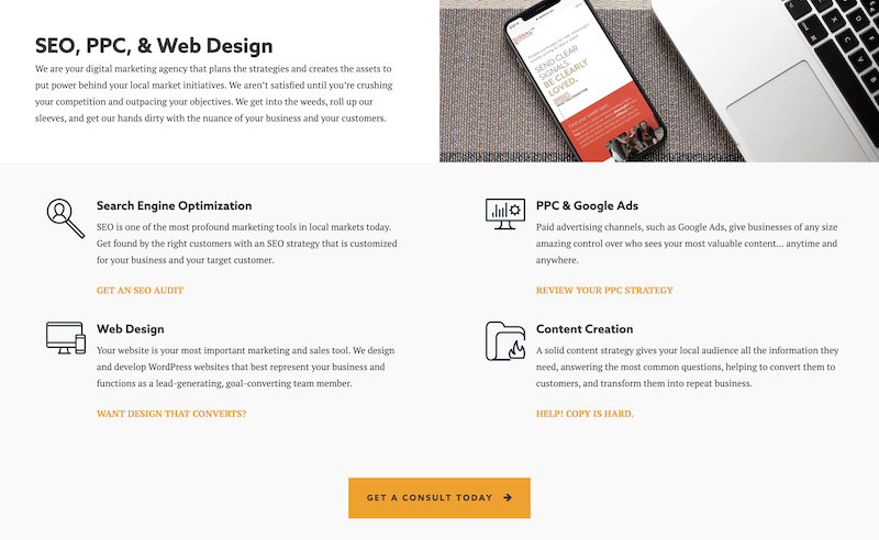Screenshot of Buhv Homepage - Design Services and SEO