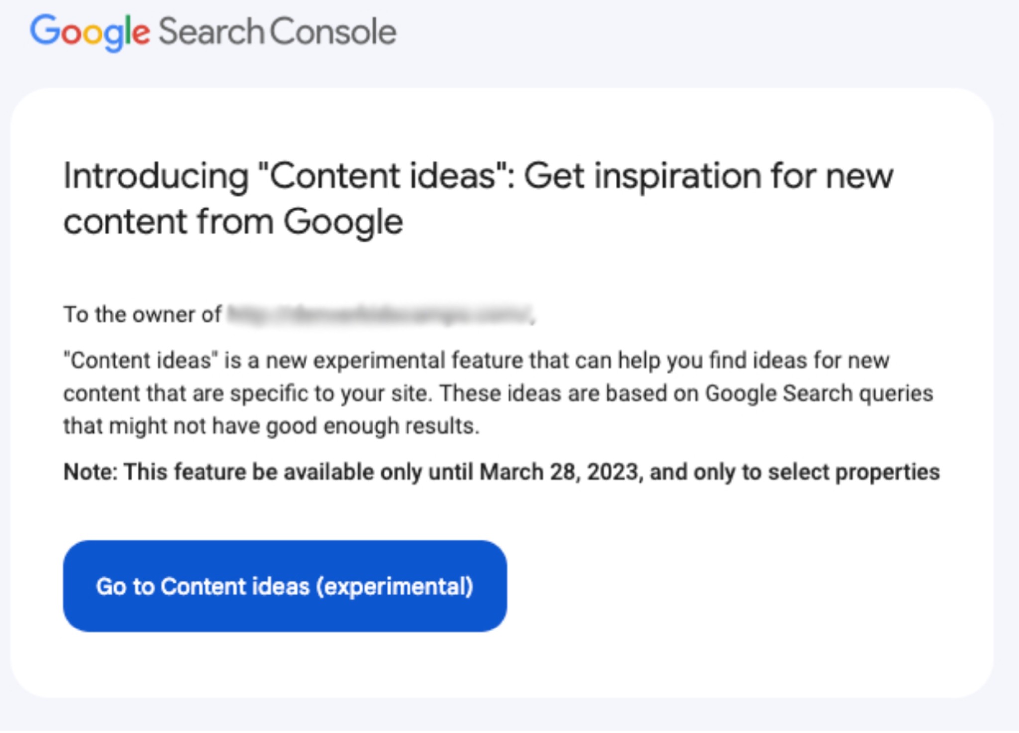 Google Search Console "Content Ideas & Inspiration" for SEO Strategy